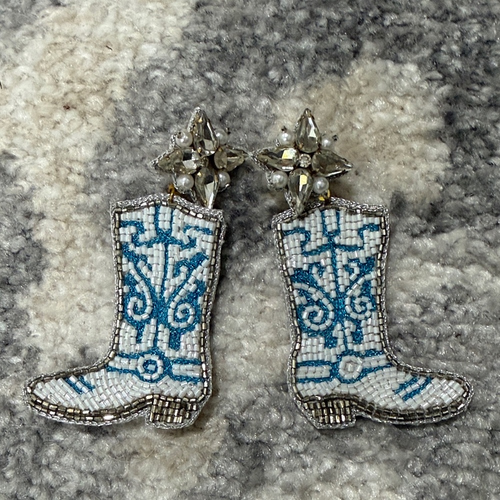 Beaded Cowboy Boot Earrings
